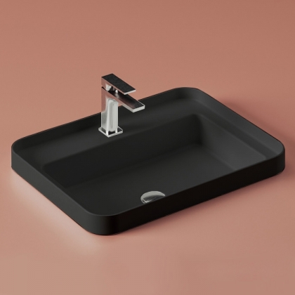 Artceram Fuori Scala Раковина 60х45 см, с 1 отв. под смеситель, встраиваемая, без перелива, цвет: черный матовый