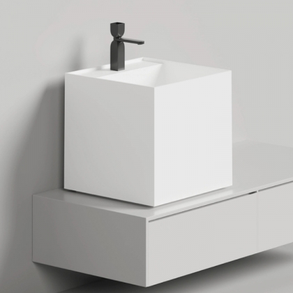 Salini Armonia Square TOP 03 Раковина накладная 45х45х45cм., с 1 отв, мат-л: S-Stone, цвет: белый матовый