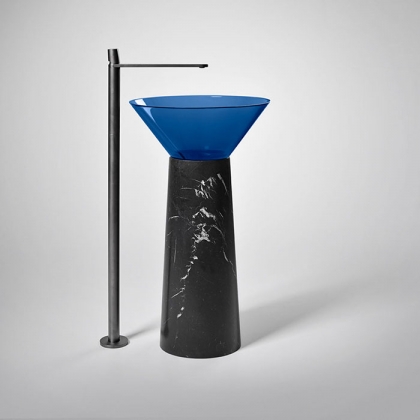 Antonio Lupi Albume Раковина 48х65 см, без отв., на пьедестале, Cristalmood, цвет: Cobalto/Nero Marquinia