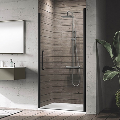 Novellini Young Душевая дверь правая/левая 77-81х200см., для ниши, распашная, стекло, цвет: черный