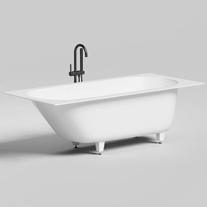 Salini Ornella Kit Встраиваемая ванна 180х80х60cм, овальная чаша, донный клапан, сифон, щелевой слив-перелив, S-Stone, цвет: белый матовый