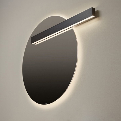 Antonio Lupi Circus Зеркало &amp;Oslash;108cм., с белой светодиодной подсветкой, с блестящей кромкой, с правосторонним светильником LUCENTE, на раме