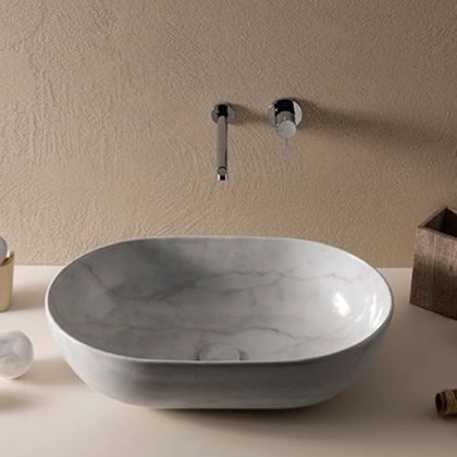 Globo T-Edge Раковина-чаша 60х41 см, без отв., на столешницу, цвет: Marmo di carrara