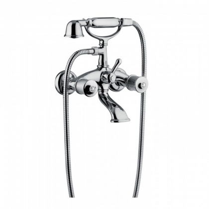 Bongio Impero Смеситель для ванны с ручным душем, цвет: хром/Blue and Red Swarovski