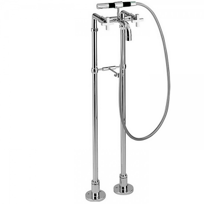 CISAL Barcelona Смеситель напольный для ванны с ручной лейкой, держателем, шлангом 150 см, цвет: хром