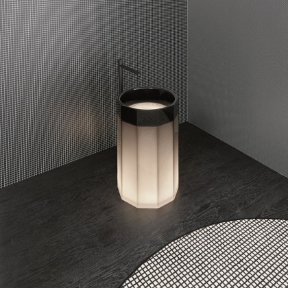 Antonio Lupi Vitreo Раковина напольная &amp;Oslash;50х85см, с подсветкой LED, слив в пол, Cristalmood, пьедестал матовый, цвет: Fume