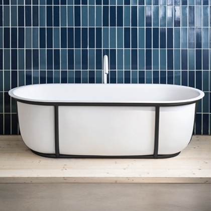 Agape Cuna Ванна отдельностоящая 165x78.5x52 см, с черной металлической структурой, цвет: белый