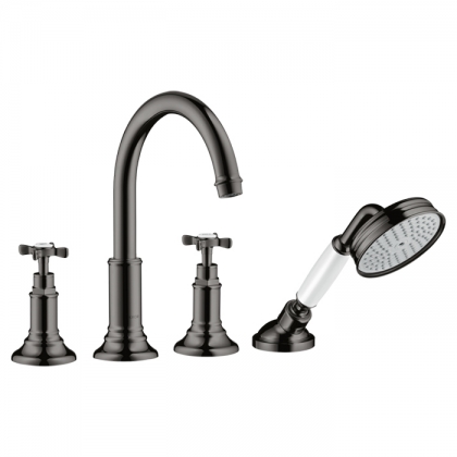 Axor Montreux Смеситель на борт ванны, на 4 отв., с ручным душем, цвет: полированный черный хром