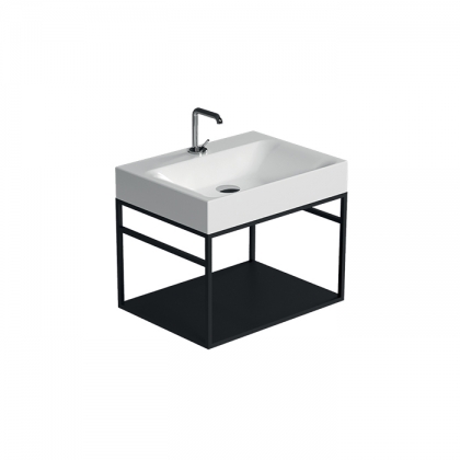 Kerasan Cento Стальная структура 60х45см, с раковиной на 1 отв, подвесная, с металлической полкой, цвет: черный матовый