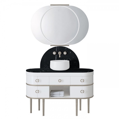 Devon&amp;amp;Devon Scottie Комплект напольной мебели с базой 122 см, зеркалом 110х78.6 см, цвет: NERO MARQUINHA/PURE WHITE