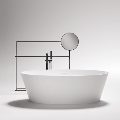 Gruppo Treesse Alma Ванна отдельностоящая 175х80х55 см, с сливом-переливом и сифоном, Solid Surface, цвет: белый глянцевый