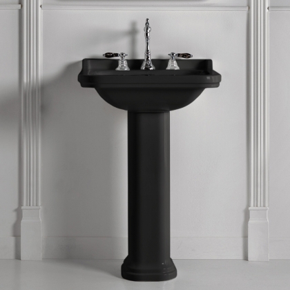 Kerasan Waldorf Раковина 60х55 см, 1 отв., с пьедесталом, керамическая, цвет: черный/хром