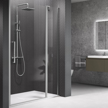 Novellini Young Душевая дверь правая/левая 117-121х200см., для ниши, распашная с неподвижным сегментом, стекло, цвет: хром