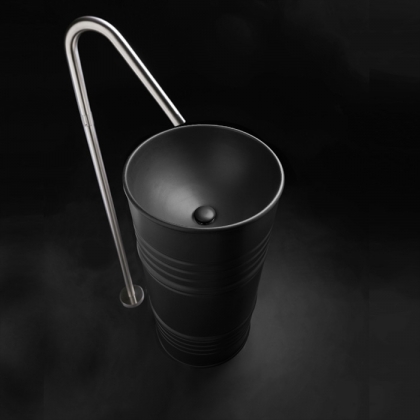 Kerasan Artwork Barrel Раковина 45x90 см, без отв., напольная, слив в стену, цвет: черный матовый