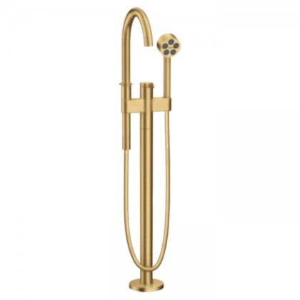 Axor One Смеситель для ванны, напольный, с ручным душем, цвет: шлифованное золото