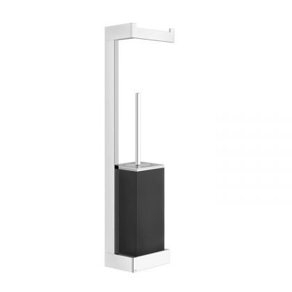 Gessi Rettangolo Стойка 45см.. с держателем для туалетной бумаги и ершиком, подвесная, напольная, цвет: хром/черный