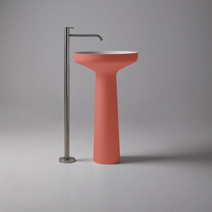 Antonio Lupi Ago Раковина 50х85 см, без отв., напольная, слив в пол, с сифоном, гибким шлангом и донным клапан, Flumood, внешний цвет: Bambola, внутри белый