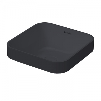 Duravit Happy D.2 Plus Раковина 40х40см, без отв., без перелива, с выпуском с керамической крышкой, WonderGliss, цвет: Anthracite matt