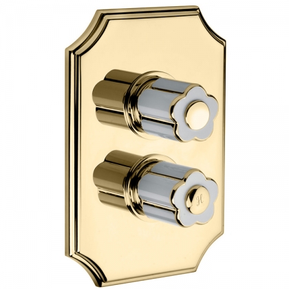 Bongio Fleur Blanc Встраиваемый термостатический смеситель (2 источника), цвет: хром/белый фарфор