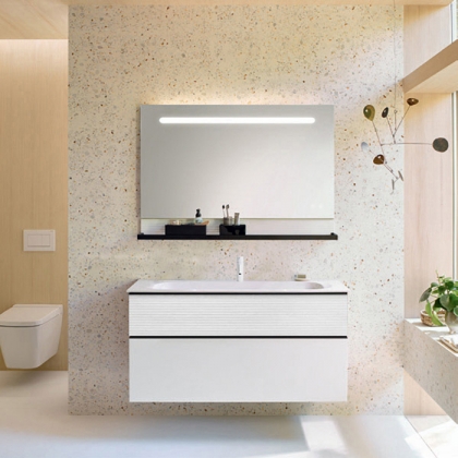 Burgbad Fiumo Комплект подвесной мебели 122х49х61см, с раковиной на 1 отв., ручки черные матовые, цвет: белый матовый