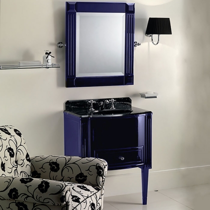 Devon&amp;amp;Devon Domino, Комплект мебели 68 см, тумба напольная со столешницей Nero Marquina и встроенной раковиной черной, Цвет: blue violet