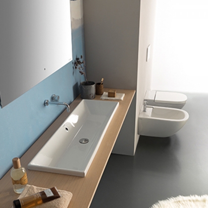 Globo Stockholm Раковина 105x34х17 см, без отв., цвет: белый