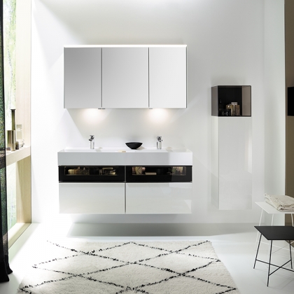 Burgbad Yumo Комплект подвесной мебели 131x47x64см., со стеклянной вставкой, цвет: белый