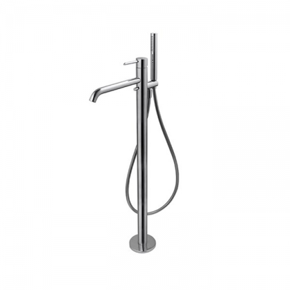 Newform XT Смеситель для ванны напольный, излив 243 мм, в комплекте руч. душ, шланг, без встраиваемой части, цвет: хром