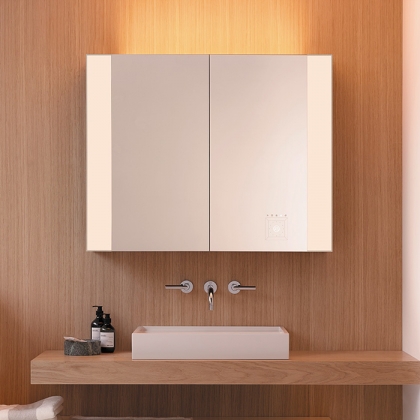 Burgbad RL40 Зеркальный шкаф 120х15х80см., 2 зерк. дверь с обоих сторон, 4 стеклянные полки,подсветка, Smart-Home-System, 2 розетки    