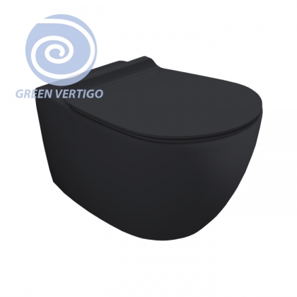 Simas Vignoni Унитаз подвесной 56х36,5см., безободковый, смыв TORNADO (green vertigo), цвет: antracite matt