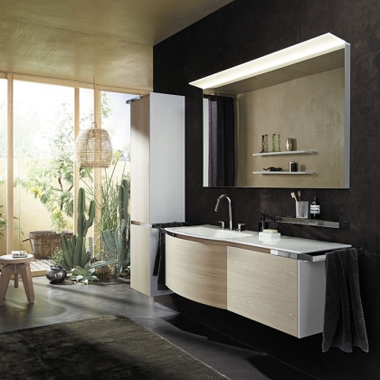 Burgbad Yso Комплект подвесной мебели 158x49x45 см, цвет: белый глянец/аутентичный дуб