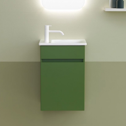 Burgbad Lin20 Комплект мебели 42х27х60см, правый, подвесной, с раковиной, с 1 дверью, цвет: Moss Green Matt