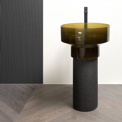 ANTONIO LUPI Borghi Раковина накладная &amp;Oslash;50х33 см, с пьедесталом, Cristalmood, с донным клапаном, цвет Gran Cru