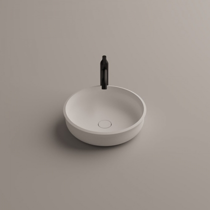 Agape Undici Раковина накладная &amp;Oslash;39см., без отв., без перелива, с донным клапаном, Solid surface, цвет: белый матовый