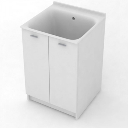 Kerasan Aquadom Комплект для постирочной 60х60см: база + раковина без отв. под смес. (1 нам.)+выпуск с сифоном, напольная, цвет: белый матовый