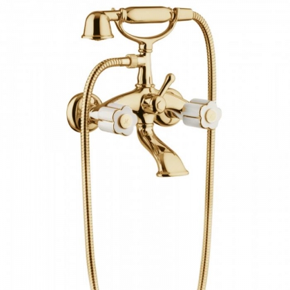 Смеситель для ванны Bongio Fleur Blanc, цвет: золото/белый фарфор