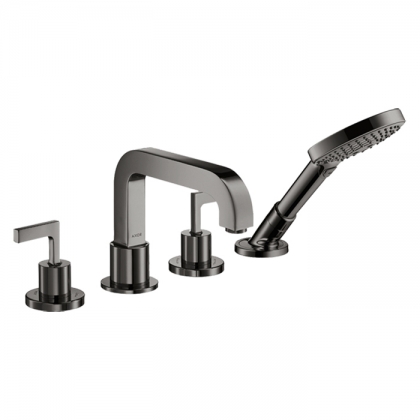 Axor Citterio Смеситель на борт ванны, на 4 отв., с ручкой: рычаг, с ручным душем, цвет: полированный черный хром