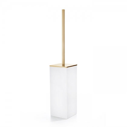 3SC Mood White Туалетный ёршик, напольный, композит Solid Surface, цвет: белый матовый/золото 24к.