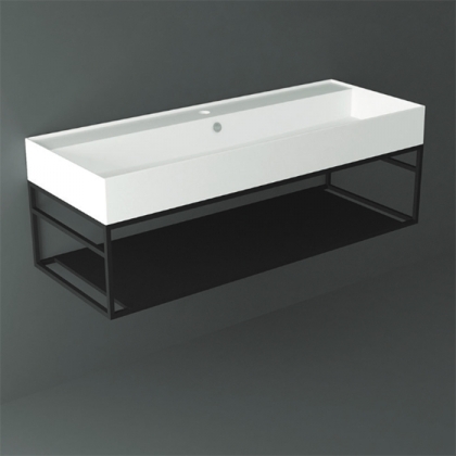 Simas Agile Структура металлическая 121x46xh28см, подвесная, для раковины с 1 отв., AG121, с 1 полкой, цвет: черный матовый