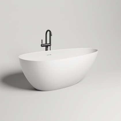 Salini Paola Ванна отдельностоящая 160х77х57см., донный клапан &amp;amp;quot;Up&amp;amp;Down&amp;amp;quot;, сифон, слив-перелив, материал: S-Stone, цвет: белый матовый 