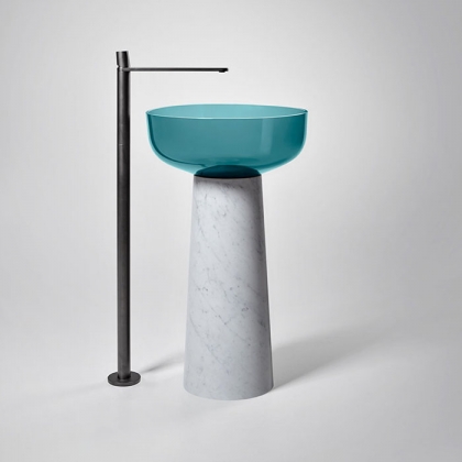 Antonio Lupi Albume Раковина 48х65 см, без отв., на пьедестале, Cristalmood, цвет: Petrolio/Marmo Carrara