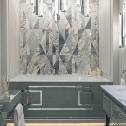 Oasis Lutetia Ванна отдельностоящая 185х87х67см., цвет: Bianco Statuario/Avio 