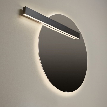 Antonio Lupi Circus Зеркало &amp;Oslash;108cм., с белой светодиодной подсветкой, с блестящей кромкой, с левосторонним светильником LUCENTE, на раме