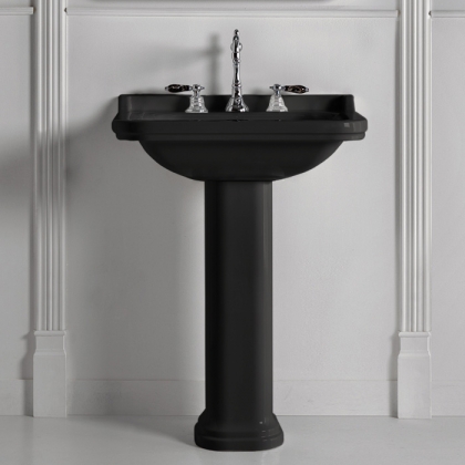 Kerasan Waldorf Раковина 80х55 см, 1 отв., с пьедесталом, керамическая, цвет: черный/хром