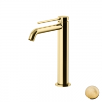 Gattoni Circle Two Смеситель для раковины высокий 227 мм, на 1 отверстие, излив 155 мм, с донным клапаном, цвет: Oro Brush