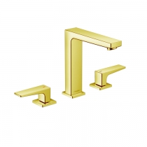 Hansgrohe Metropol Смеситель для раковины 160, на 3 отв, с донным клапаном, излив 152мм, цвет: золото