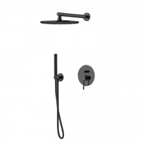 Gattoni Circle Two/ONE Комплект для душа со встроенным смесителем, с ручной лейкой и верхним душем 250 мм, цвет: черный матовый