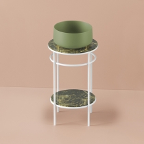 Artceram Vogue Металлическая структура &amp;Oslash;44хh72,5см, напольная, с раковиной, с мраморной столешницей и полочкой, цвет: белый матовый/Green Salvia
