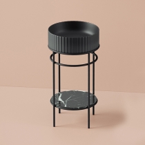 Artceram Vogue Металлическая структура &amp;Oslash;44хh72,5см, напольная, с раковиной, с мраморной полочкой, цвет: черный матовый