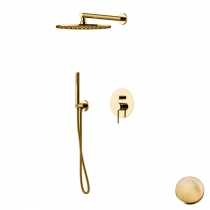 Gattoni Circle Two омплект для душа со встроенным смесителем с Gbox с ручной лейкой и верхним душем 250 мм, цвет: Oro Brush